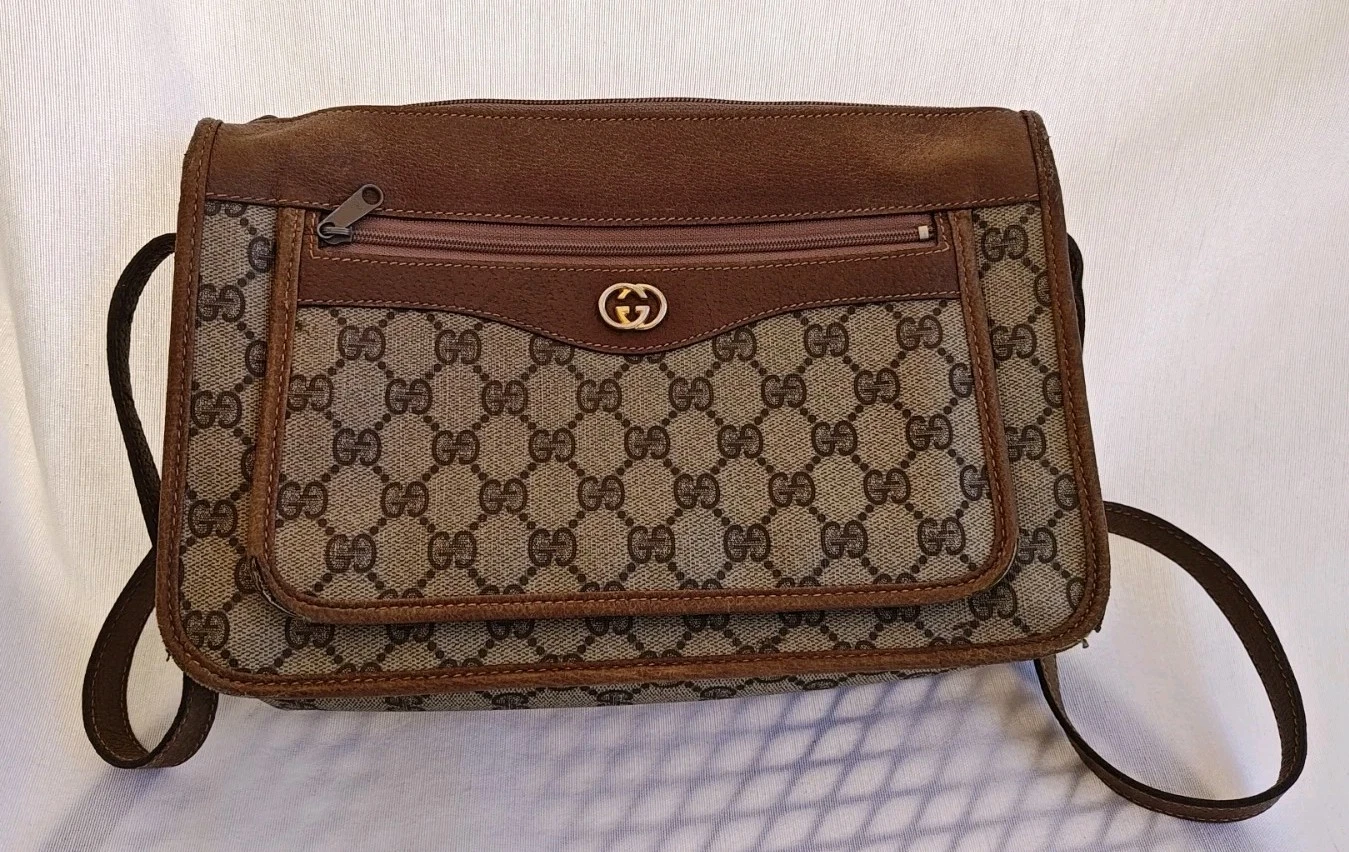 Sac à main bandoulière Gucci GG vintage années 70 motif ophidia suprême or monogramme 