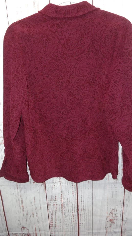 NORTON MCNAUGTON VIEW 女式勃艮第葡萄酒绒面革衬衫小号 14P 码 — 第 2/4 张图片