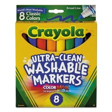 Crayola 587808 Broad Tip Ultra-Clean Washable Markers - Assorted 8/Set New