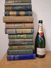 Joblot 13 Antiquarian Books Children's Pretty Bookcase Blue Green Illustrated 