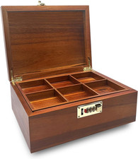 Large Wooden Box 100 Acacia Wood Storage Box with Hinged Lid Wood Box with Comb