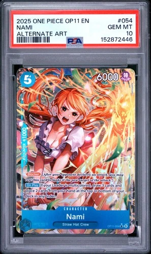 2025 One Piece Op11 A Fist Of Divine Speed #054 Nami Alternate Art PSA 10