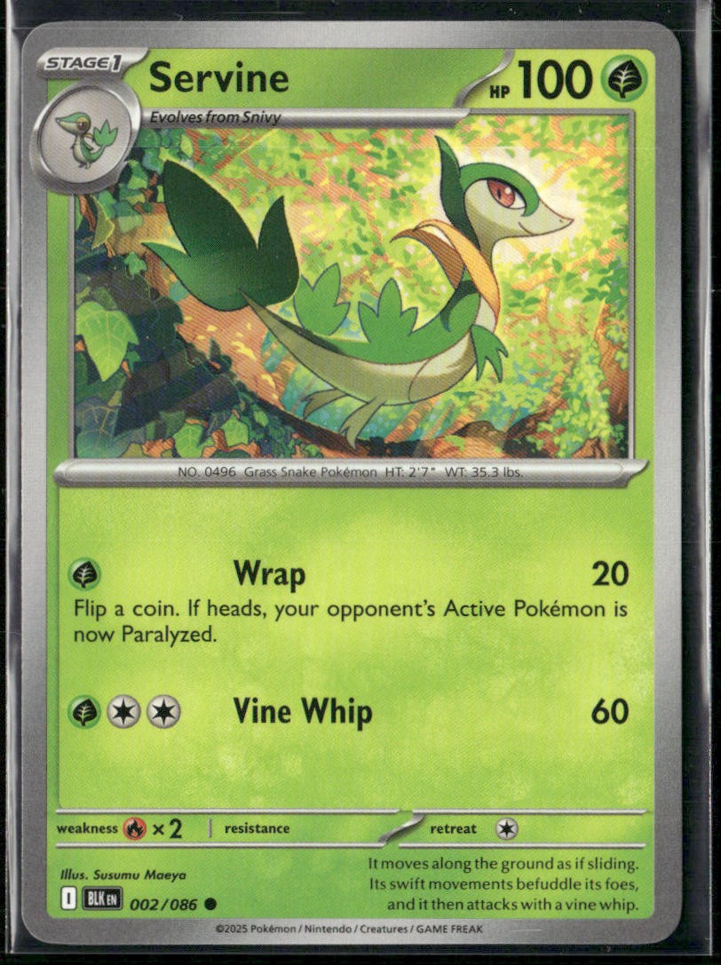 Servine 002/086 Common Black Bolt Pokemon Near Mint