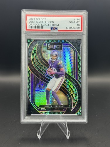 2024 Select - Justin Jefferson Dragon Scale Prizm /81 PSA 10
