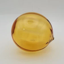 Blenko Glass Wheat Amber 3" Optic Net Float Orb