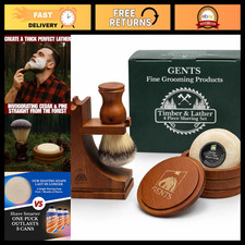 Classic Wooden Shaving Set for Men - Grooming Kit with Brush, Bowl Razor