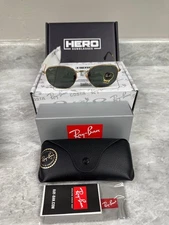 RAY BAN | NEW | HEXAGONAL LARGE | FLAT LENS | 3548N 001 | GOLD | GREEN