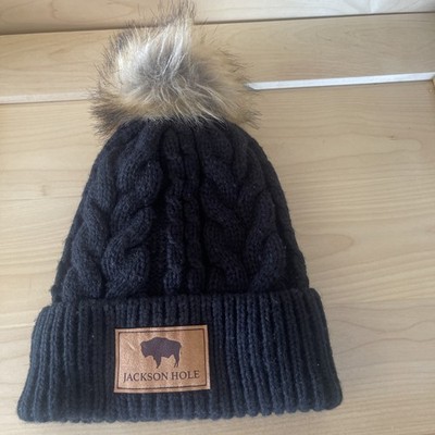 Women's Jackson Hole Pom Beanie Locale Outdoor  Faux Fur Pom One Size Black