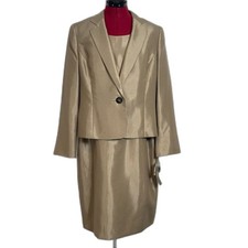 NWT Kasper Jacket Dress Women's Size 14 Bronze 2-Piece Set Blazer Dress