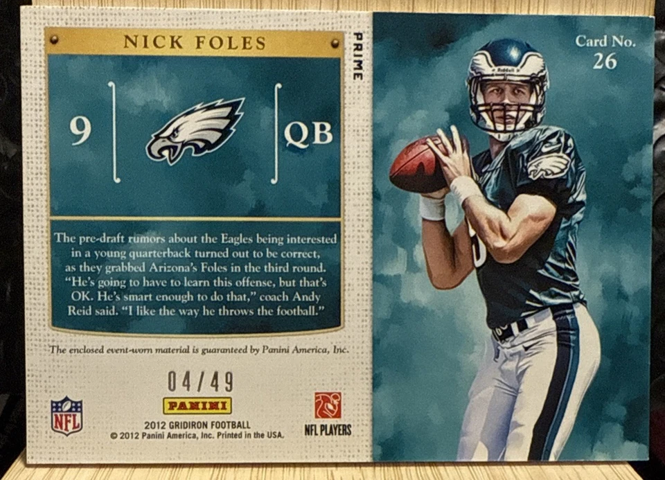 Camisetas Nick Foles Rookie Gridiron Kings 4/49 2012 Panini Gridiron #26-3 color  Foto 2 de 3