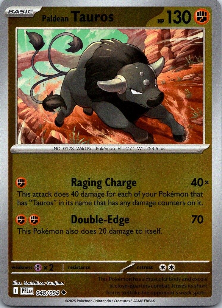 Paldean Tauros Reverse Holo Uncommon ME02: Phantasmal Flames - 048/094 NM