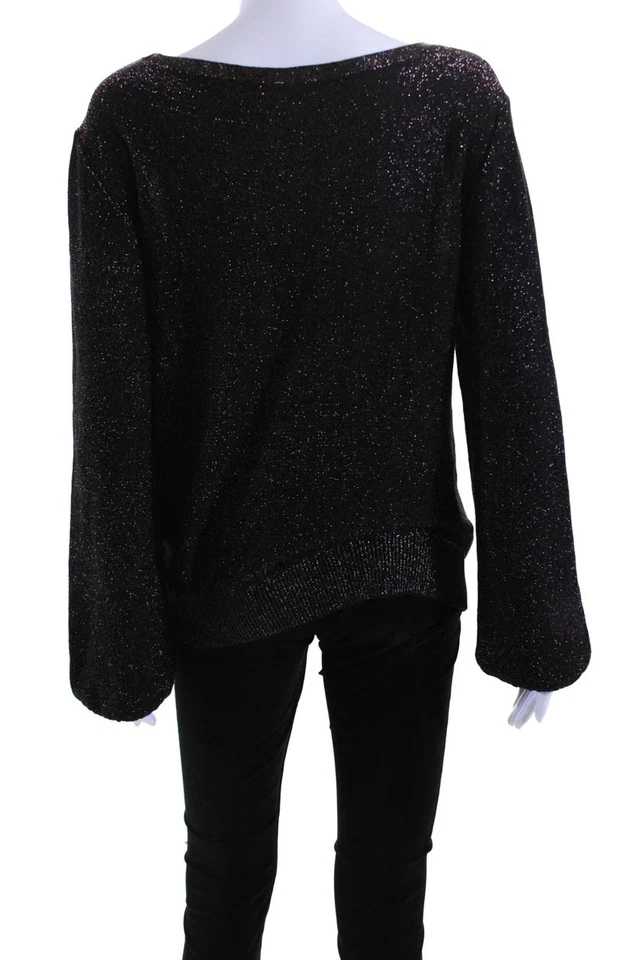Milly 女式长袖套衫毛衣黑色粉红色金属色 L 码 — 第 3/4 张图片