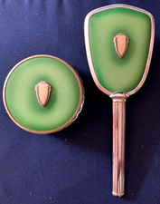 Art Deco Vanity Set Brush and Powder Jar Celluloid 1920 - 1930