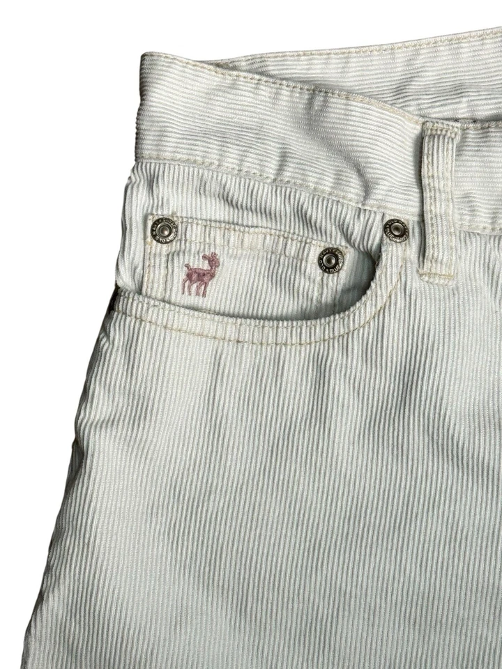 Pantalones Cortos Y2K Vintage Antiguo Azul Marino Talla 6 Marfil Pana Tiro Ultra Bajo Algodón Preppy Foto 3 de 4