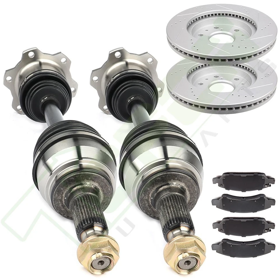 Front CV Axle Brake Pads & Rotors Fit for 2011-2014 GMC Yukon XL 1500 5.3L - Imagem 3 de 4