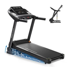 YPOO Treadmill with  0-15% Auto Foldable Treadmill for Home 8.0 MPH Treadmill