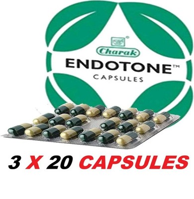 3 x Charak Endotone 60 Capsules For Endometriosis Management & Menstrual Health