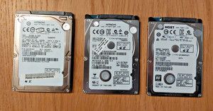 3x 2,5 HDD Festplatten 320GB 500GB Hitachi HGST SATA getestet Laptop