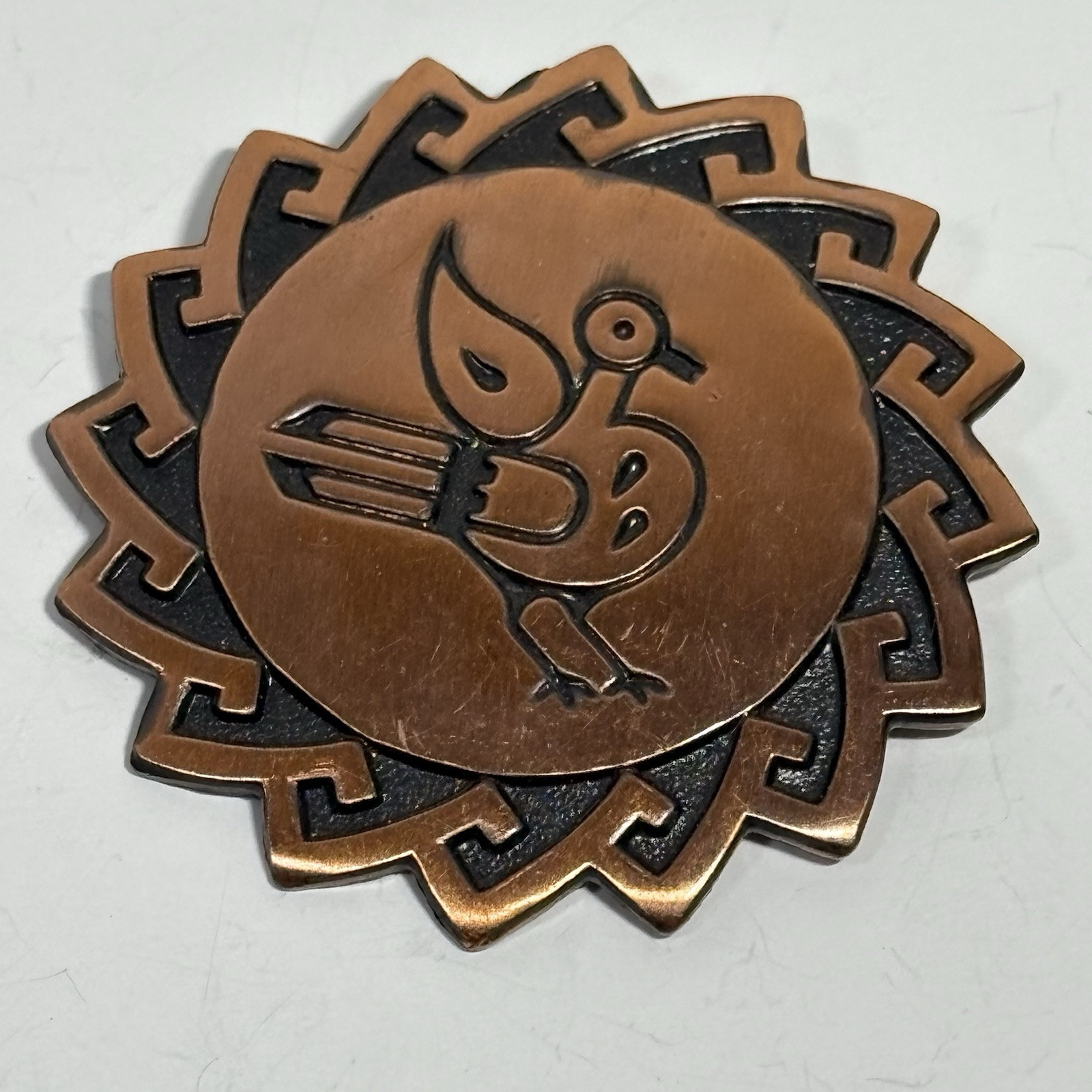 Vintage Bell Solid Copper Bird Theme Pin Brooch R… - image 4