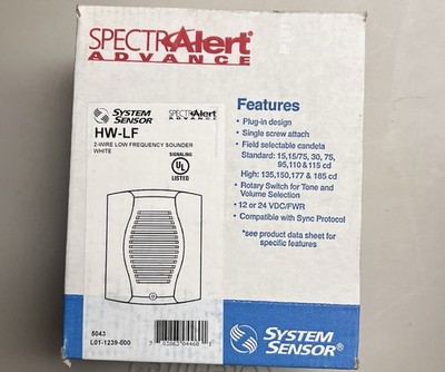 System Sensor HW-LF Low Frequency Sounder White   2 Wire   New In Box