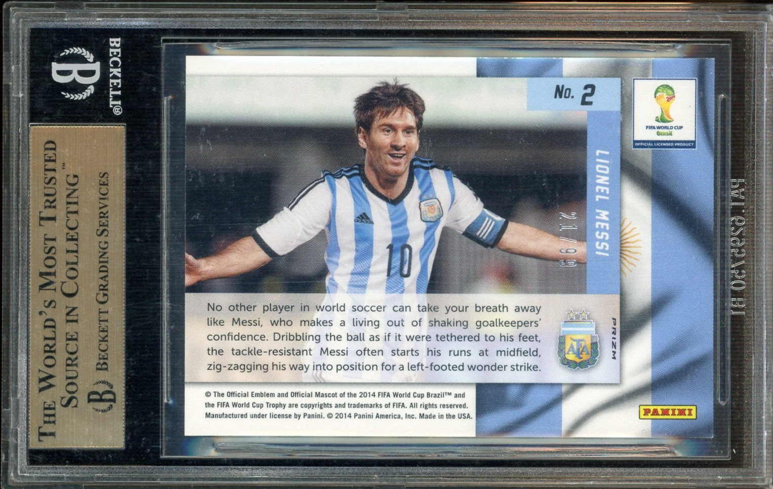 2014 Panini Purple Prizm World Cup Soccer Net Finders Lionel Messi 21/99 BGS 9.5 view 2