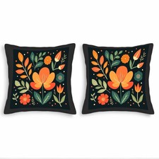 Set of 2 Decorative Throw Pillow Covers 18x18in - Vibrant Floral Design