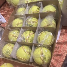 12 Pack Of 12 Inch Recreational Fastpitch Softballs Optic Yellow Durahide