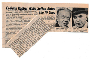 Ex-Bank Robber WILLIE SUTTON Rates TV Cops Detective Shows Feb 1978