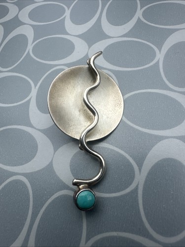 Guillermo Arregui sterling silver turquoise pendant 2.25” handmade