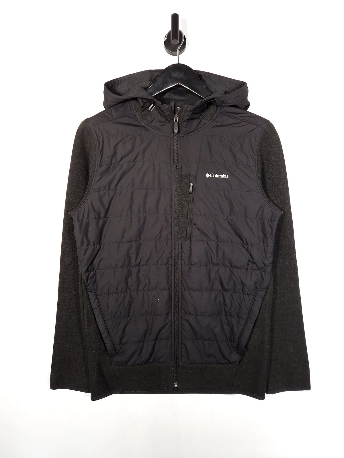 Columbia Hybrid Jacket Size Small Men's Black Hooded Full Zip Padded Coat