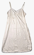 Women's Vintage Nancy King Lingerie Nylon Slip Lace Trim 38 Side Slit White