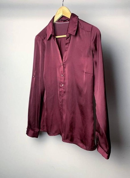 Women Comma Shirt Burgundy Polyester 38 / M / 46