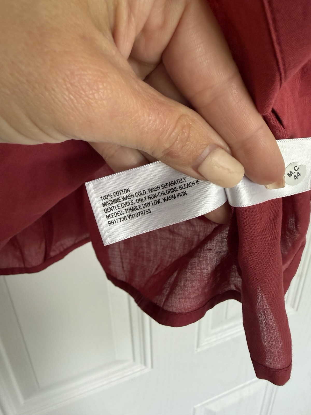 Universal thread red cotton button down shirt puf… - image 5