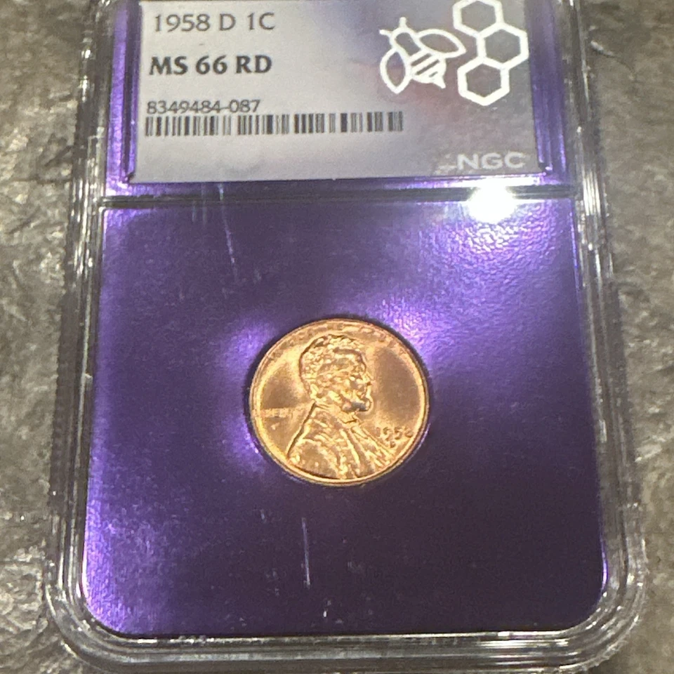 THREE (3) Lincoln Wheat Cents NGC 1958 D MS66 RD Purple Core - Image 4 of 4