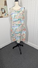 Talbots Dress Womens 12 Coastal Chic Cottagecore Travelcore Wearable Art Resort