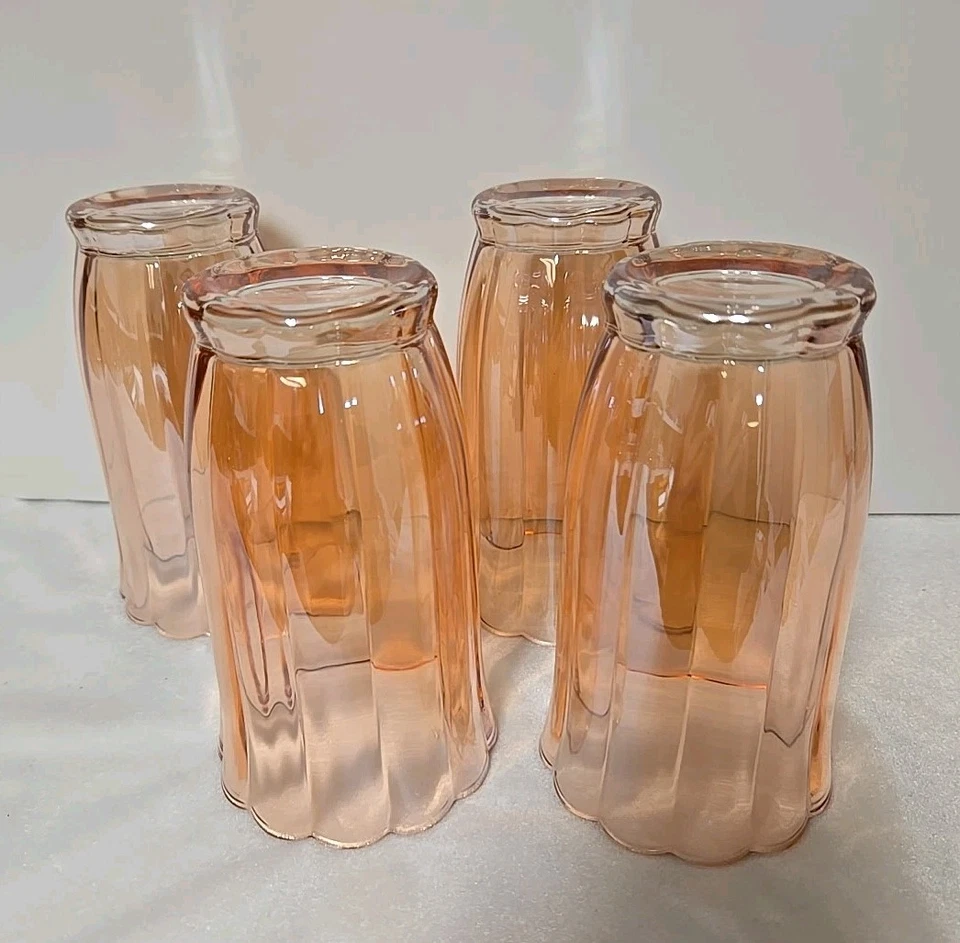 Juego de 4 vasos/vasos de vidrio para mujer Pioneer melocotón/rosa brillo 5 3/4" Foto 3 de 4