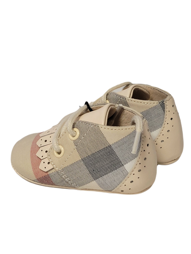 NIB New Burberry Cream Color Lace Up Baby Shoes Size 15 US 0 - Picture 2 of 4