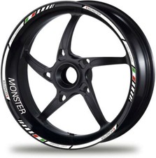 Ducati Monster motorcycle wheel decals 12 rim stickers laminated 1100 1200 WHITE