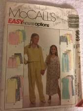 McCall’s #9649 Girls Sz M, L, XL Pajamas Pattern 