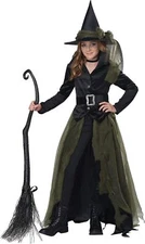 Cool Witch Wicked Black Gothic Scary Fancy Dress Up Halloween Child Costume