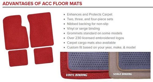 Red and beige 1998 Chevy Tracker floor mats with textured gray carpet and visible vinyl binding.