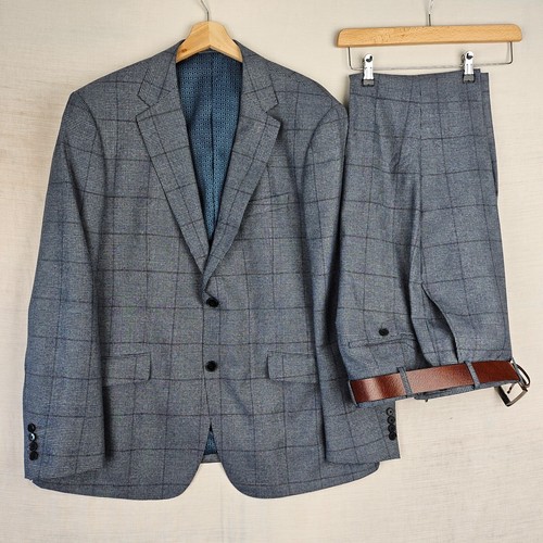 Skopes 3-teiliges Set grau kariert Prince of Wales Anzug maßgeschneidert Tudhope 44R Hose 36R