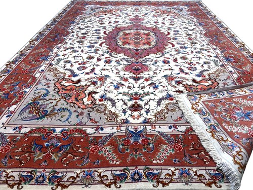 8'1"x11'7'' Very Fine Silk & Wool Tabrize Pornamie Area Rug - Area Carpet - Picture 15 of 24