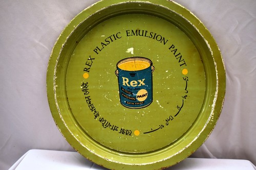 Vintage Rex Plastic Emulsion Paint Advertising Tin Tray 13 Inch Diameter Circa - Picture 2 of 5