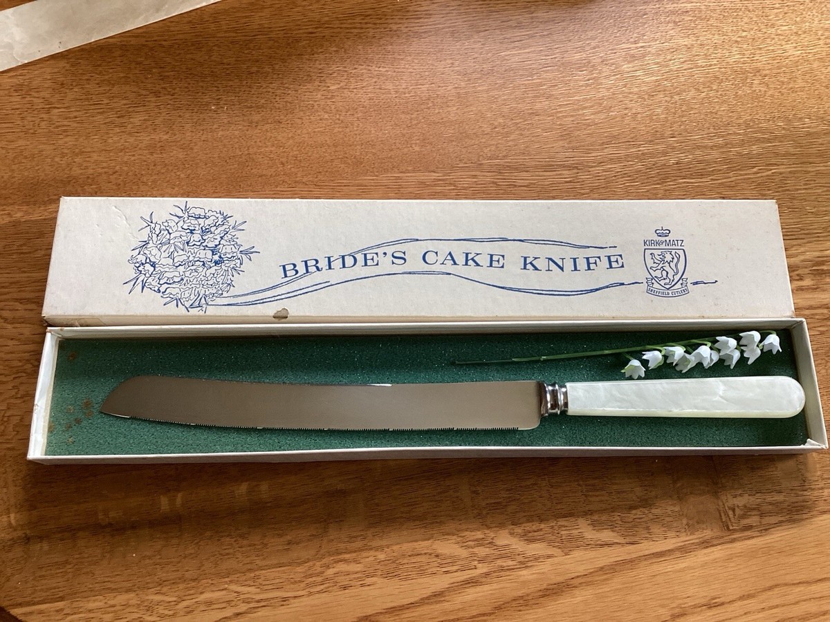 Vintage Kirk & Matz Bride's Cake Knife With Pearlex Handles Vintage Kirk & Matz Bride's Cake Knife With Pearlex Handles