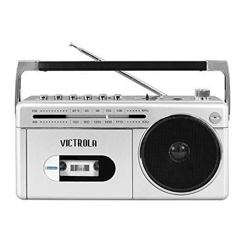 VBB-25-SLV Mini Bluetooth Boombox with Cassette Player, Recorder and Am ...