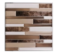 LOT 20 Tool Bench Hardware Self Adhesive Brown and White Wall Tile, 12x12 in.