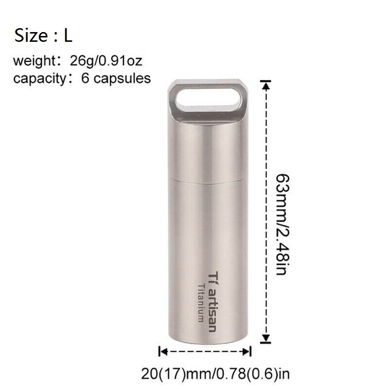 [B] Tiartisan Ti EDC Pill Case【新品】チタン ピルケース イヤー プラグ スノーピーク Esbit エスビット EPI MSR GSI コールマン CHUMS Tiartisan Outdoor Titanium Alloy Waterproof Pill Box Case