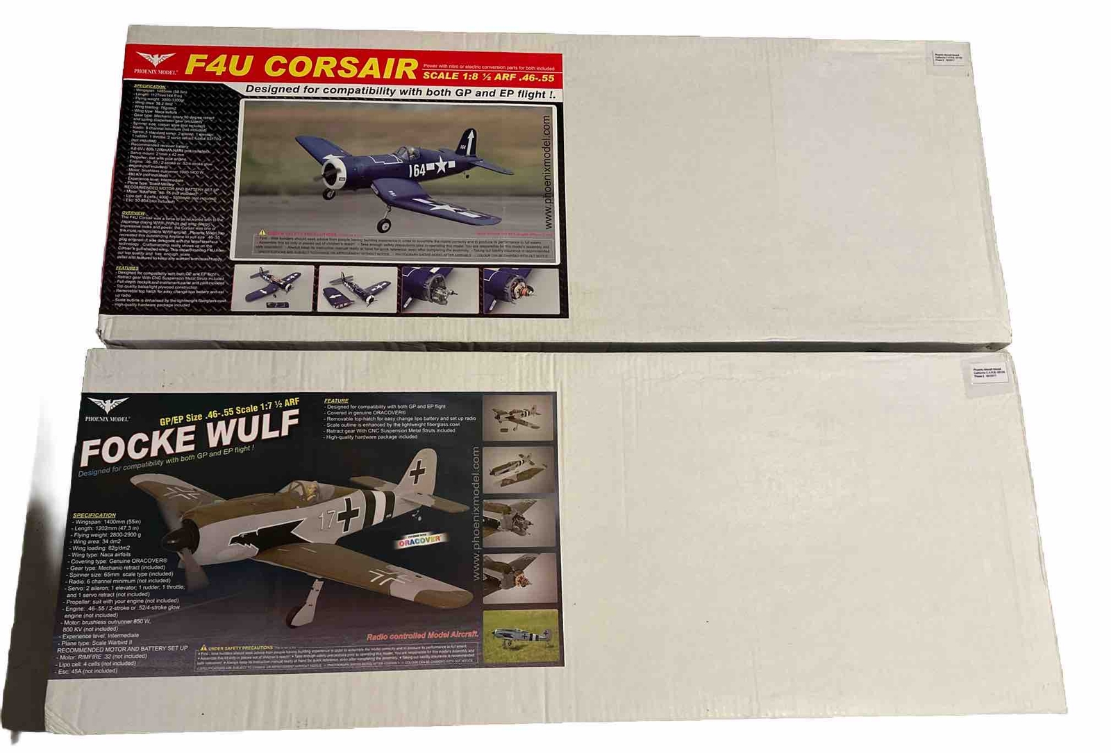Phoenix Model F4U Corsair and Focke Wulf 2 PC Lot RC Airplane Kits eBay