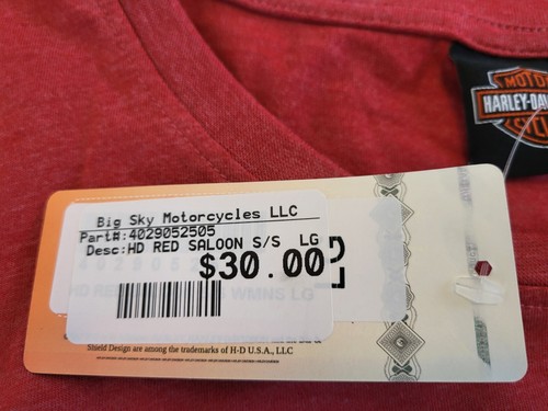 NWT Harley Davidson Big Sky Montana Womens Large Red Metalic Logo T-Shirt - Picture 7 of 11